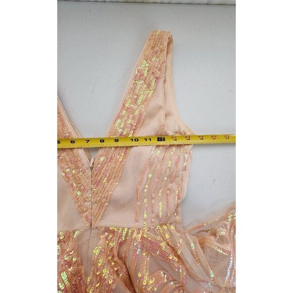Bebe Mini Dress XS Peach Sequins Layered Mesh Coquette Hoco Ballerina Fairycore - Picture 13 of 16